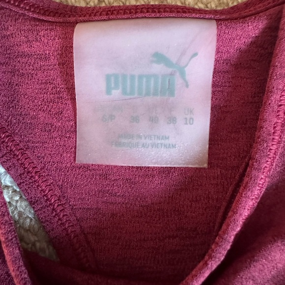 Puma Racerback Tank Top Tunic Length Athletic Training Shirt Maroon Size Small - Picture 4 of 5